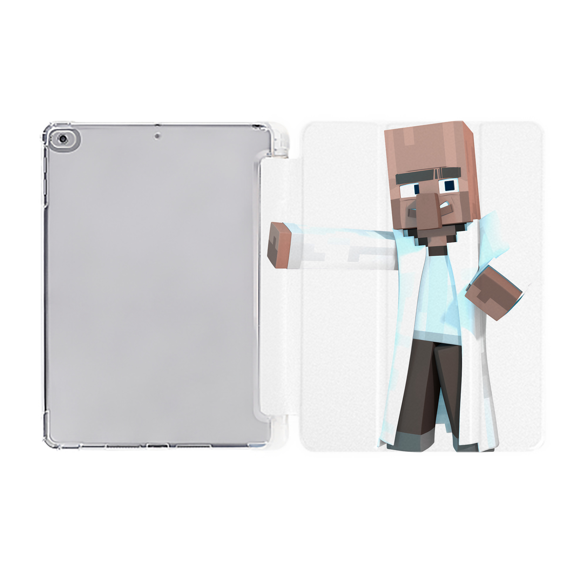 （画像用） マインクラフト ブロックの世界 Minecraft MC Block world IPad ケース ペン収納付き 三つ折りスタンド PUレザー×シリコン 対応機種9.5/10.5/10.9インチ